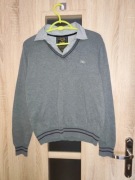 288 Szary sweter dekolt V z atrapą koszuli rozmiar S