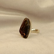 Pierścionek - Srebro i Bursztyn