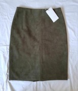ZARA Nowa spódnica z imitacji zamszu khaki ołówkowa viral 