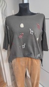 Megi bluzka z kotami 7xl grafit, asymetryczna