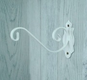 Wieszak Hak Uchwyt metalowy kuty na doniczkę - Biały RAL 9002 (W04)