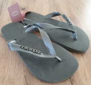 Klapki japonki Havaianas, basenowe, khaki/metallic rozmiar 35/36 NOWE