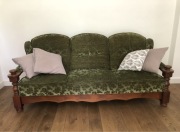 Drewniana Sofa butelkowa zieleń la vintage holland