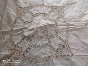 Ręcznie robiona na szydełku handmade serweta obrus kremowy 83x 83 cm
