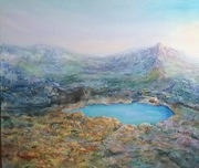 Strukturalny obraz 3D ręcznie malowany autorski jezioro górskie Tatry