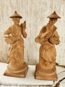 Terakota japońska, para figurek wys. 32cm.