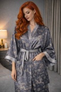 WALENTYNKI XXXL 3XL srebrny Kimono jedwab morwowy Wietnam