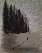 Obraz "dokąd" na panelu malarskim 30x24cm akryl wystrój wnętrz błysk