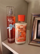 Zestaw nowych kosmetyków Bath&Body Works  balsam mgiełka Velvet sugar 