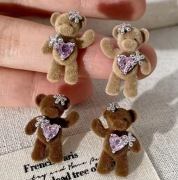 Kolczyki misie beż i brąz nowe 