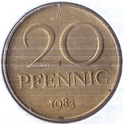 NIEMCY - NRD 20 fenigów 1983 A, KM# 11, XF
