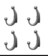 Hak meblowy mały 4x, wieszak meblowy plastikowy srebrny 