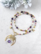 Ametyst, rubin, szafir, kryształ górski, hematyt, stal - UNIKAT