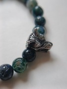 Bransoletka z agatu mszystego z przekładką Wilk – siła, odwaga