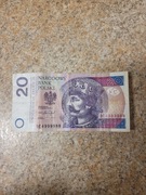 banknot 20 zł stan bardzo dobry