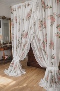 Firanki z falbankami w róże obszyte cyrkoniami 400 x 250 cm 