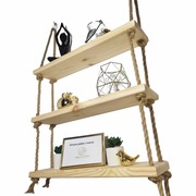 PÓŁKA WISZĄCA 60cmNA LINACH BOHO.SKANDYNAWSKI DREW