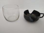 3 szklanki + 6 uchwytów czarnych plastikowych