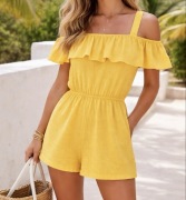 Kombinezon damski żółty krótkie szorty