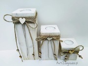  Zestaw Świecznikow z drewna,opalane lub naturalne