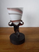 Szkło artystyczne , patera na podstawie drewnianej KROSNO ? ZOBACZ UNIKAT 