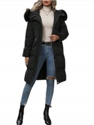 Kurtka puchowa, zimowa ciepła płaszcz z pierzem i futerkiem roz 38 . Shein 