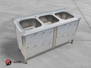 Zlew z szafką 3-komorowym spawany drzwi skrzydłowe 1500x600x850 mm