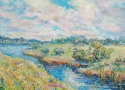 Obraz na prezent ręcznie malowany pejzaż malarstwo olejne od autora