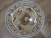 Polski talerzyk ręcznie malowany z Koła śr.  19 cm, dziurki do powieszenia