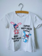 Bluzka dziewczęca króliczki biała 146/152 cute Y2K nadruk