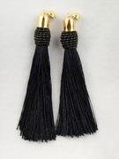 NOWE Kolczyki damskie wiszące długie frędzle chwost czarne