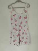 Sukienka biała 42 w kwiaty h&m rozkloszowana