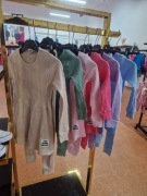 Nowy jasny róż komplet prążek zestaw bluzka tunika + leginsy r. 110