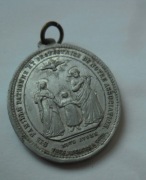 Duzy Medalik -Św.Rodzina-stary,aluminiowy.Francja 