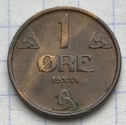 #3051 Norwegia 1 ore 1951 piękna 