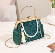 Zdobiona torebka vintage retro – zielona niebieska złota