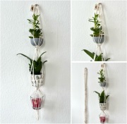 Wiszący kwietnik 3 piętrowy na małe doniczki ozdoba boho makrama