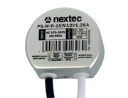 Zasilacz LED wodoodporny okrągły dopuszkowy 12V 1,25A 15W IP67 Nextec