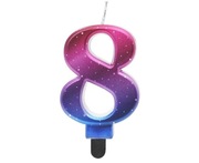 Świeczka Cyfra "8", Night Sky, metaliczna, 8 cm