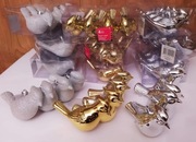 Ptaki - przepiękne Bombki,  dekoracje , 3 kolory złote , srebrne , brokat