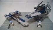 Lego Star Wars 501 clone custom Freeco Speeder + V-wing figurki
