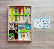 Drewniany zetaw narzędzi skrzynka narzędziowa