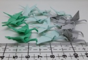 16x Mini żuraw ptak origami handmade zestaw szary morski błękitny