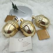 Bombki porcelanowe żołędzie złote - 3 sztuki 