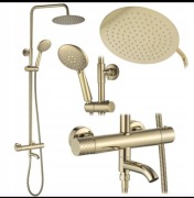 Zestaw Prysznicowy Lungo Termostat Gold Brush Rea