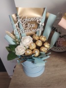 Podziękowanie dla ojca chrzestnego prezent flowerbox komunia wesele 