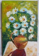 Obraz olejny kwiaty w wazonie 