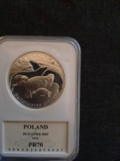 20 ZŁ FOKA SZARA, SREBRO PRÓBA 925 W GRADINGU PR 70 MAX