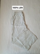 Beżowe lniane spodnie z szeroką nogawką H&M