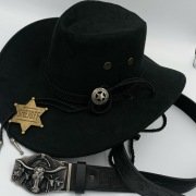 Zestaw kowbojski kapelusz pasek bolo i gwiazda, cowboy western country